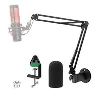 YOUSHARES Soporte de brazo QuadCast para montaje en pared con parabrisas de micrófono y abrazadera de montaje en mesa, soportes de micrófono y soportes compatibles con micrófono HyperX QuadCast S