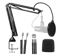 YOUSHARES - Soporte de micrófono con filtro de pop, soporte de brazo para parabrisas compatible con micrófono Shure MV7