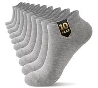 YouShow 10 Pares Calcetines Cortos Hombre, Calcetine Tobilleros Mujer Algodón, Deportivos Transpirable Unisex Gris Talla 47-50