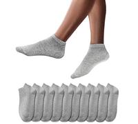 YouShow 10 Pares Calcetines Deportivos Tobilleros hombre mujer Cortos Calcetin Algodon 10x Gris 43-46
