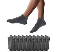 YouShow 10 Pares Calcetines Deportivos Tobilleros hombre mujer Cortos Calcetin Algodon 10x Gris oscuro 35-38