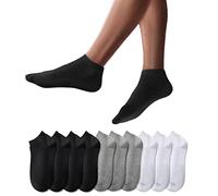 YouShow 10 Pares Calcetines Deportivos Tobilleros hombre mujer Cortos Calcetin Algodon 3x Gris + 4x Negro + 3x Blanco 39-42