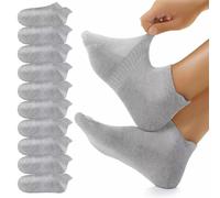 YouShow 10 Pares Calcetines Hombres Mujeres, Calcetines de Algodón Transpirable, Socks Cortos de Deporte Running Gris 35-38