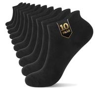 YouShow 10 Pares Calcetines Tobilleros Hombre Mujer, Algodón Cortos Calcetine, Deportivos Transpirable Unisex Negro Talla 47-50