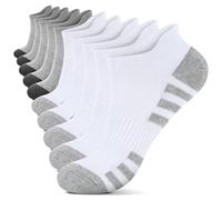 YouShow 10 pares de calcetines deportivos para hombre y mujer, acolchados, transpirables, 5x blanco + 5x gris, 39-42