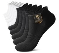 YouShow 10 pares de calcetines deportivos para mujer y hombre, cortos y transpirables, para correr, de algodón, calcetines, Negro * 5 + Blanco * 5, 35-38
