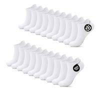 YouShow 20 Pares Calcetines Tobilleros Hombre Mujer, Calcetines Transpirables Algodón Cortos, Antideslizantes Deportivos Blanco 35-38