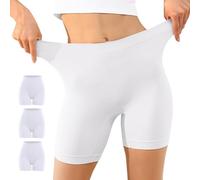 YouShow 3 Piezas Boxer Shorts Antirozaduras Mujer Sin Costuras Elástica Debajo Falda Pantalones Leggings Cortos para Yoga y Ciclismo Blanco XXL