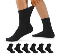 YouShow 6 Pares Calcetines Diabéticos Hombre & Mujer Cintura de Confort Circulacion Algodón Negro 39-42