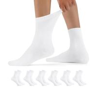 YouShow 6 Pares Calcetines Diabéticos Hombre & Mujer Sin Elasticos Circulacion Algodón Blanco 35-38
