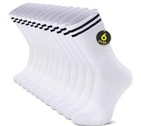 YouShow 6 pares de calcetines de tenis para hombre y mujer, calcetines deportivos, transpirables, retro, de algodón, color blanco y negro, Blanco * 6, 39-42