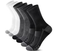YouShow 6 pares de calcetines para hombre y mujer, calcetines de senderismo, calcetines de tenis, calcetines deportivos acolchados, transpirables y suaves, Negro * 2 + Blanco * 2 + Gris Oscuro * 2,