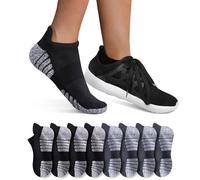 YouShow 8 Pares Calcetines de Hombre Mujer Deportivos Algodon Transpirable Cortos (4x Negro + 4x Gris oscuro, 35-38)
