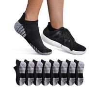 YouShow 8 Pares Calcetines de Hombre Mujer Deportivos Algodon Transpirable Cortos(8x Negro,43-46)