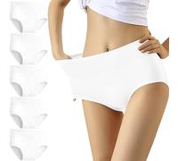 YouShow Bragas Mujer Braguitas Algodón Cintura Alta Pack de 5 Cómodo Faja Reductora Ajustan(Blanco,XL)