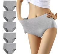YouShow Bragas Mujer Braguitas Algodón Cintura Alta Pack de 5 Cómodo Faja Reductora Ajustan(Gris,XL)