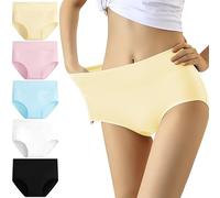 YouShow Bragas Mujer Braguitas Algodón Cintura Alta Pack de 5 Cómodo Faja Reductora Ajustan(Multicolor02,2XL)