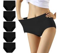 YouShow Bragas Mujer Braguitas Algodón Cintura Alta Pack de 5 Cómodo Faja Reductora Ajustan(Negro,3XL)