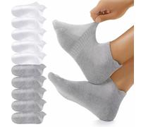 YouShow Calcetines Tobilleros Hombre Deporte Mujer Calcetines Ciclismo Running Hombres Algodón 10 Pares Blanco Gris 35-38