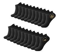 YouShow Calcetines Tobilleros Hombre Mujer 20 Pares Algodon Antideslizantes Atléticos Respirable Calcetines Cortos Deportivos Calcetines Negro 35-38