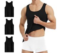 YouShow Camiseta Hombre Algodón Negra Camisetas Tirantes Pack de 3 Camisetas sin Mangas Deportivas M