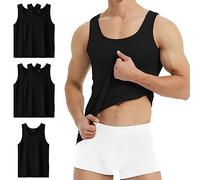 YouShow Camiseta Negra Hombre Algodón 100% Camisetas Tirantes Pack de 5 Camisetas sin Mangas Deportivas 3XL