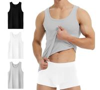 YouShow Camiseta Tirantes Hombre Algodón 100% Camisetas sin Mangas Deportivas Pack de 3 Negro Blanco Gris S