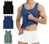 YouShow Camiseta Tirantes Hombre sin Mangas 100% Algodón Tejido Canalé Ropa Interior Verano Pack de 5, 2 Negro, 2 Marino, 1 Oliva L