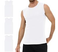 YouShow Pack de 3 camisetas interiores para hombre, 100% algodón, sin mangas, con cuello redondo, 3*blanco, M