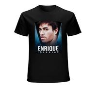 YOUSICHUANG Enrique Iglesias Men's Classic Music Band Shirt Short Sleeve T-Shirt Black, Negro , XL