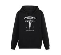 YOUSICHUANG Jesus Loves You But I Dont Go F**K Yourself Hoody Unisex Long Sleeve Hooded with Pocket Black M