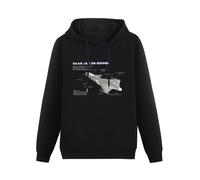 YOUSICHUANG Saab Jas 39 Gripen Air Fighter Aircraft Jet Air Fighter Aircraft Blueprint Unisex Hoody with Pocket Black S
