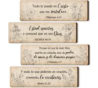 Yousoontic 4 piezas de versículos de la Biblia española para decoración de pared, placa de madera cristiana española, letrero religioso, versículos de la Biblia, arte para el hogar, oficina, casa de