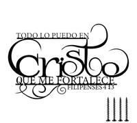Yousoontic Todo Lo Puedo En Cristo Que Me Fortalece Letrero decorativo de pared Arte de metal 15 x 11 pulgadas, versículo bíblico español, decoración de pared, Escritura religiosa para colgar en la