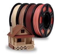 YOUSU Lote de 4 filamentos PLA de madera bicolor de 1,75 mm para impresora 3D con fibras de madera genuina, compatible con la mayoría de impresoras 3D FDM, 4 x 250 g