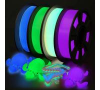YOUSU Paquete de filamento de impresora 3D, filamento multicolor que brilla en la oscuridad, filamento PLA de 1,75 mm, verde azul morado arcoiris