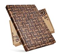 YOUSUNLONG Tabla de Cortar XXL Grande de Madera de Acacia Mezclada con Roble - 61x45.7x3.8 cm - Tabla de cortar de carnicero con ranura profunda para el jugo y mango - Tabla de Cocina