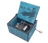 Youtang Frozen - Caja de música con manivela de 18 notas, madera tallada, Play Let it Go, color azul