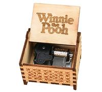 Youtang Winnie The Pooh - Caja de música de madera grabada con mecanismo de cuerda de 18 notas, diseño de Winnie The Pooh, color marrón
