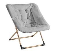 Youtanic Cómoda silla de platillo de gran tamaño, silla de lectura de piel sintética suave para adultos, marco de metal XL estable y almohadilla antideslizante, sillas plegables y acogedoras para