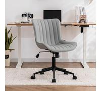 YOUTASTE Silla de Oficina Ergonomica, Silla Giratoria sin Reposabrazos, Silla de Escritorio Regulable en Altura, Silla de Ordenador para Oficina en Casa, Cómoda, Gris