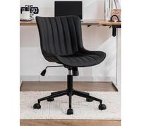 YOUTASTE Silla de Oficina Ergonomica, Silla Giratoria sin Reposabrazos, Silla de Escritorio Regulable en Altura, Silla de Ordenador para Oficina en Casa, Cómoda, Negro