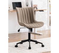 YOUTASTE Silla de Oficina Ergonomica, Silla Giratoria sin Reposabrazos, Silla de Escritorio Regulable en Altura, Silla de Ordenador para Oficina en Casa, Cómoda, Khaki