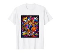Youth Basketball Mania Space Galaxy Graffiti Art Camiseta gráfica económica, Hombre, Blanco, M