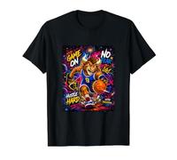 Youth Basketball Mania Space Galaxy Graffiti Art Camiseta gráfica económica, Hombre, Negro, M