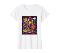 Youth Basketball Mania Space Galaxy Graffiti Art Camiseta gráfica económica, Mujer, Blanco, S