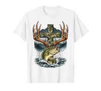 Youth Faith Camo Cross Hunting Fishing Christian Camiseta