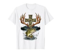 Youth Faith Camo Cross Hunting Fishing Christian Camiseta