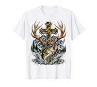 Youth Faith Camo Cross Hunting Fishing Christian Camiseta