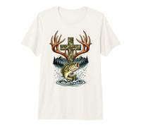 Youth Faith Camo Cross Hunting Fishing Christian Camiseta Premium